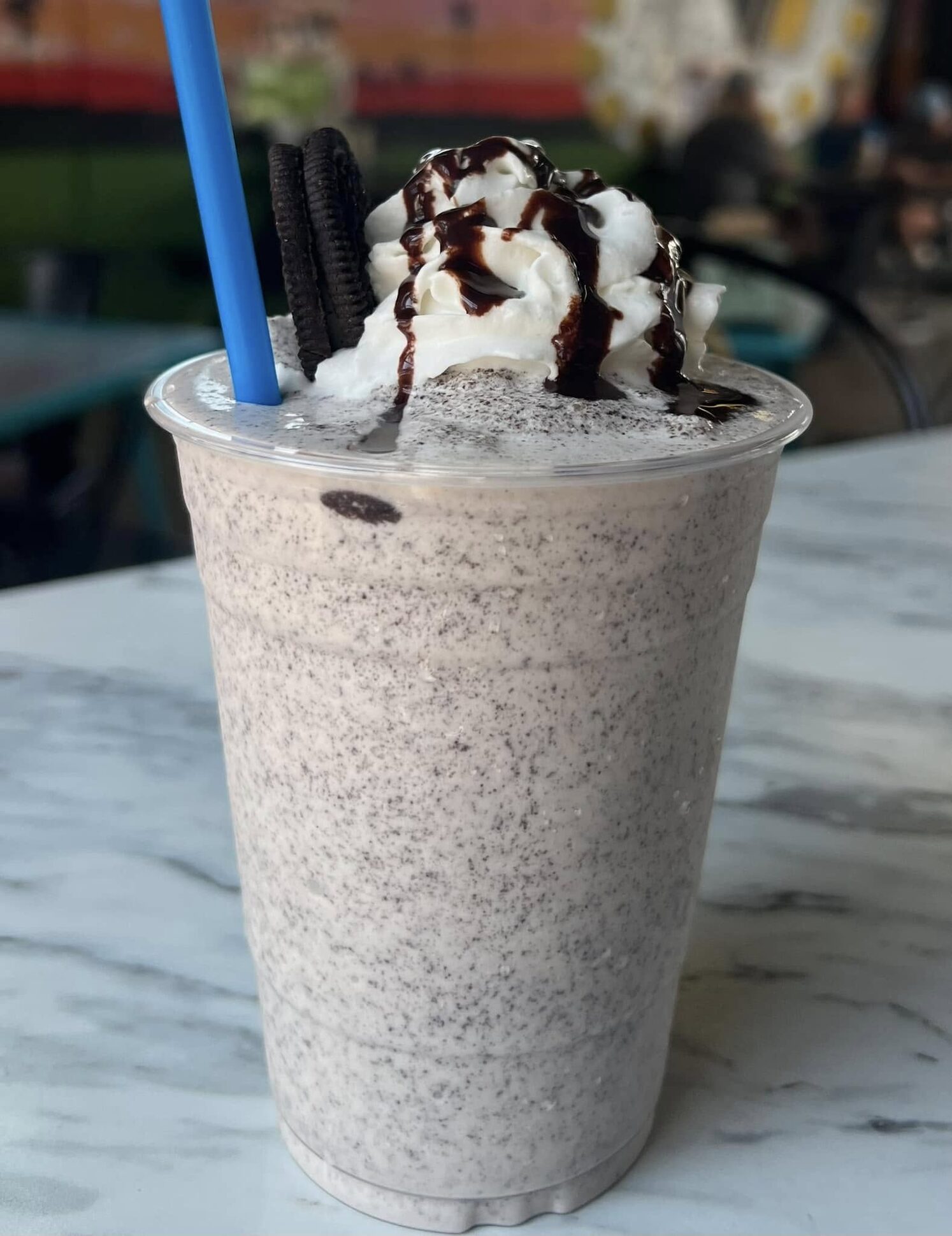 Cookies-and-cream milkshake with whipped cream