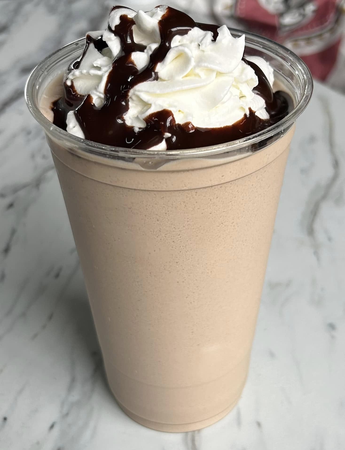 Chocolate milkshake with chocolate drizzle